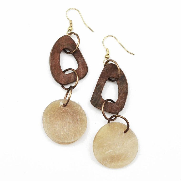 Omala Natural Beige Collection Earrings - Abstract and Disc