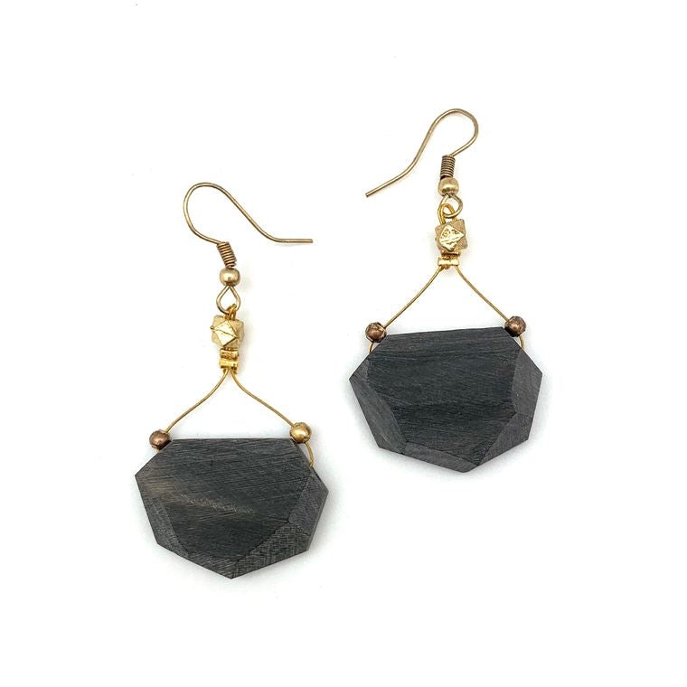 Omala Modern Monochrome Collection Earrings - Faceted Bead