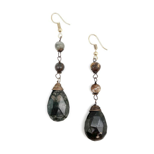 Semi-Precious Stone Earrings - Agate & Bloodstone